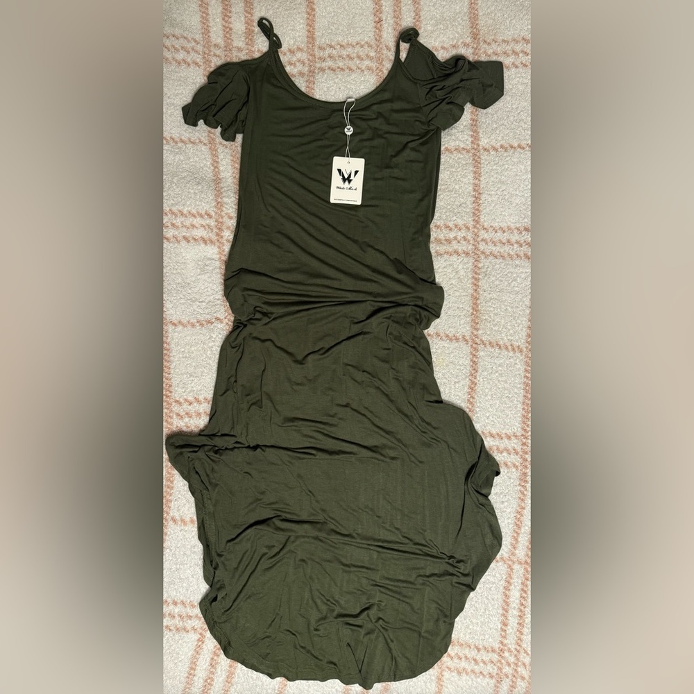 NWT Olive green cold shoulder maxi dress